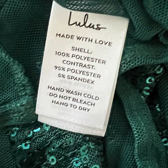 NWT Lulus Emerald Green Glitter Deep V Neck Sparkle Sequin Cowl Back Medium NEW - Picture 15 of 15
